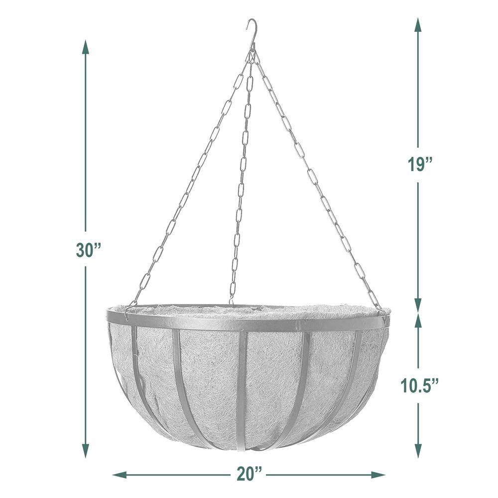 Coconut Solstice Round Hanging Basket Planter 20-Inch Black PUYWX8