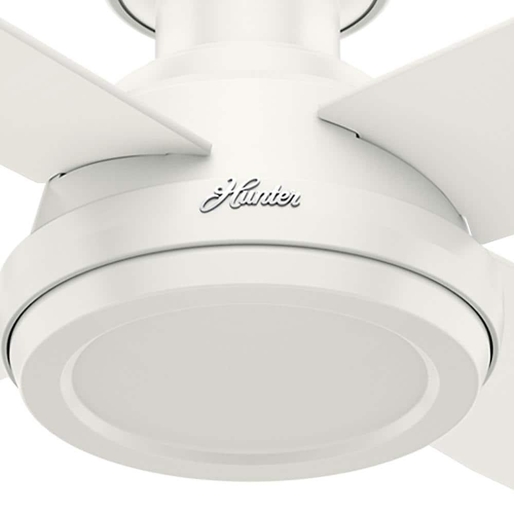 Hunter Dempsey 52 in Low Profile No Light Indoor Fresh White Ceiling Fan with Remote