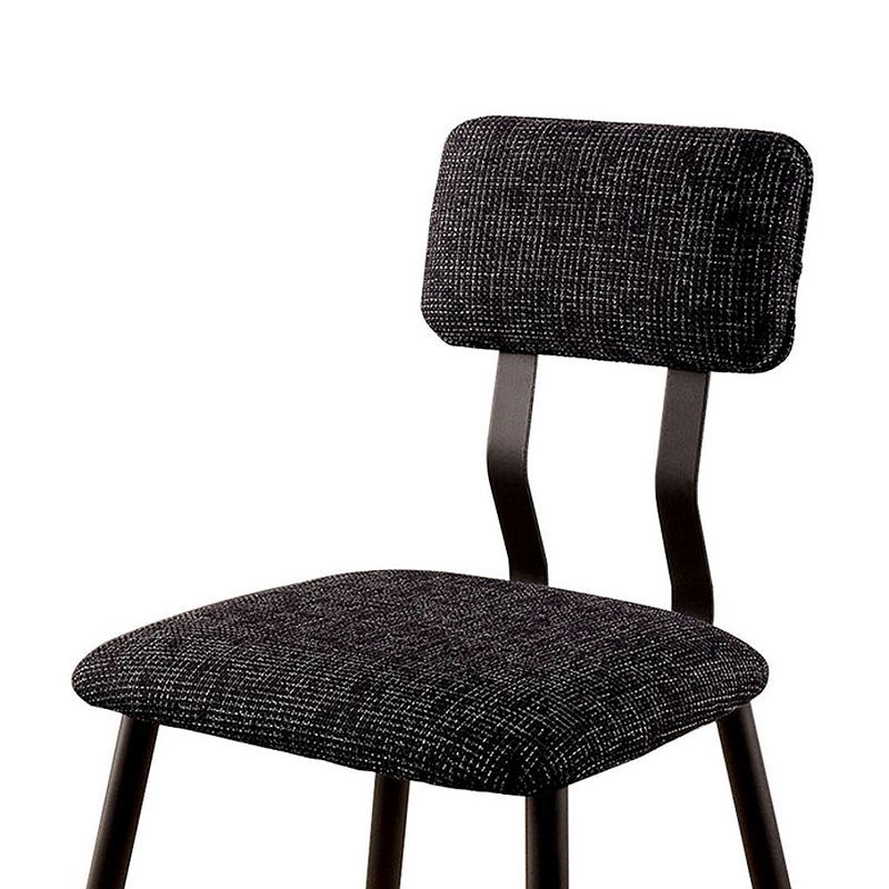 Fabric Counter Height Chairs with Angled Metal Legs， Set of 2， Black