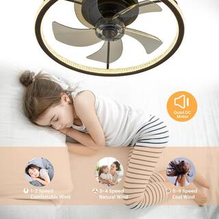 FANNEHONNE 20'' Ceiling Fans with Lights and Remote Low Profile Flush Mount Small Ceiling Fan for Bedroom CA0001106