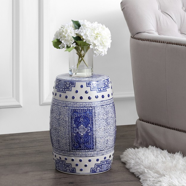 Chinoiserie Ceramic Drum Garden Stool Blue white