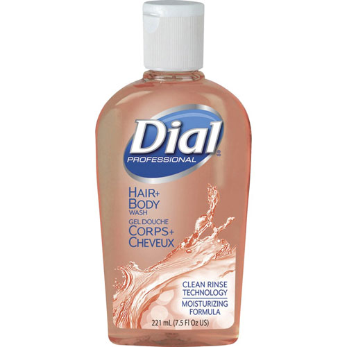 Dial Professional Dial Hair Plus Body Wash - Peach Scent - 7.5 fl oz (221.8 mL) - Flip Top Bottle Dispenser - Bacteria Remover - Hair | Body - Orange - 1 Each | DIA04014EA