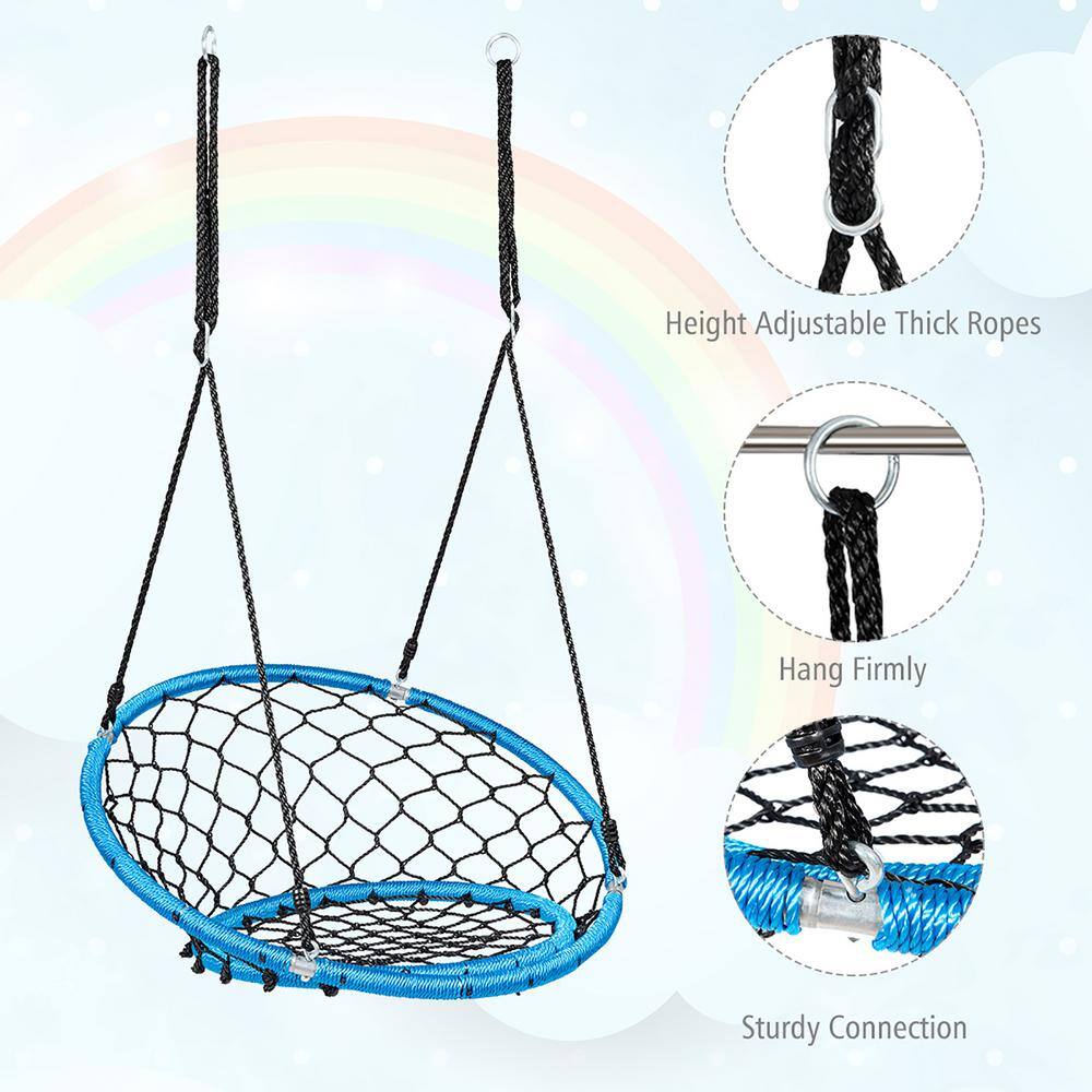 Costway Spider Web Chair Swing with Adjustable Hanging Ropes Kids Play Equipment Blue OP70310BL