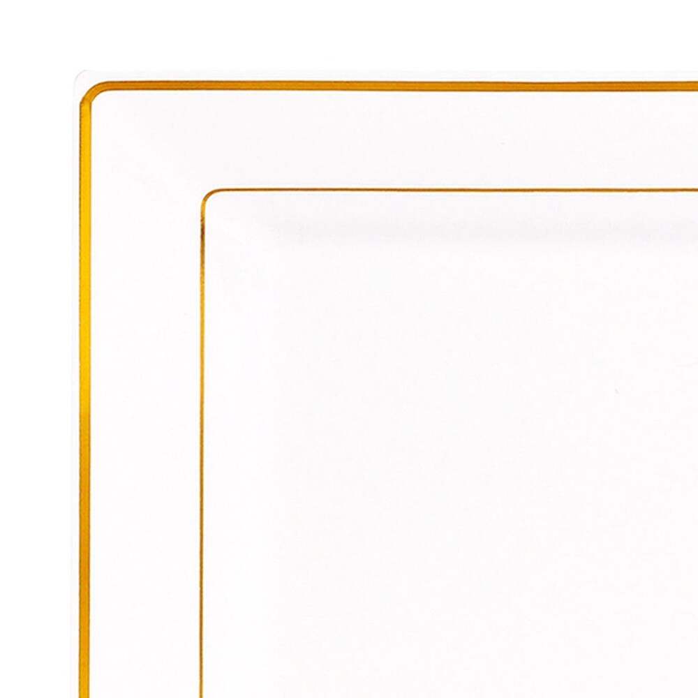 Square Shiny Edge Rim Disposable Plastic Plate Packs   Party Supplies