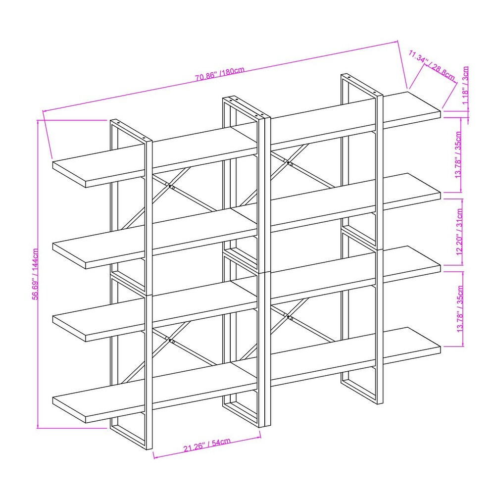 8 Tier and 8 Open Wider Metal Frame and Industrial Wood Etagere Bookcase   70.87*56.69*13 inch