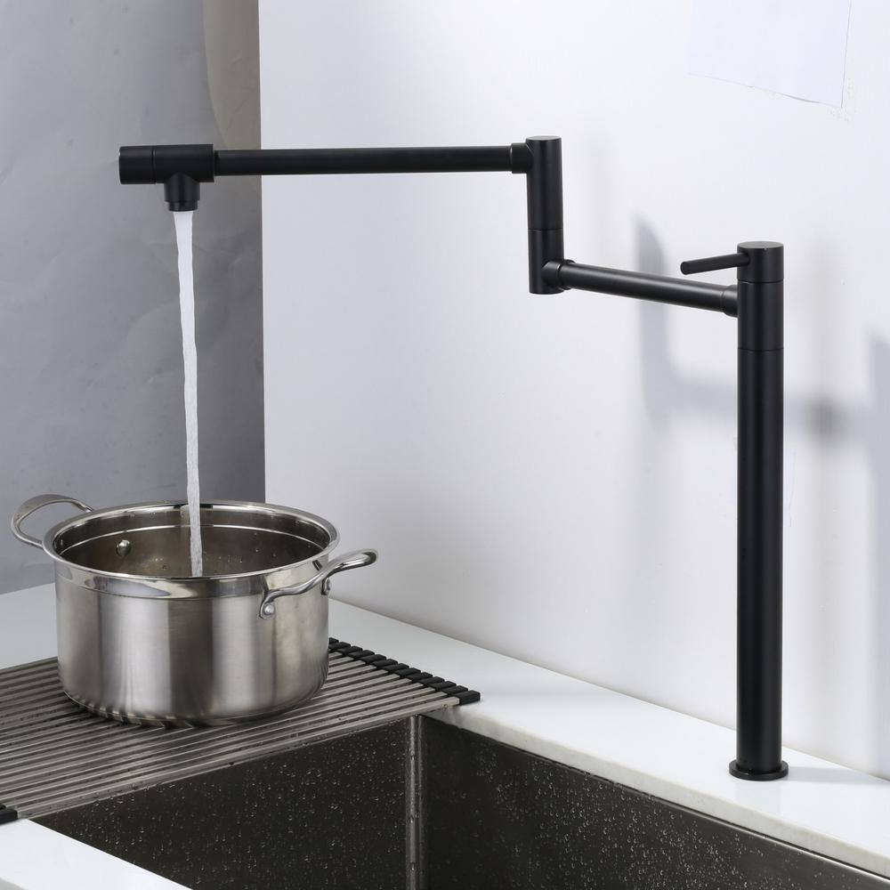 IVIGA Freage Deck Mount Pot Filler Faucet with 2 Handle in Black VSK50B