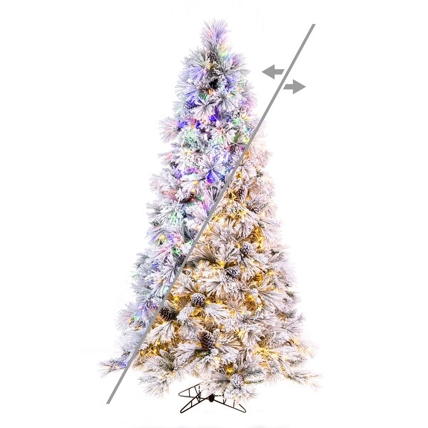 Vickerman 5.5' x 36 Flocked Atka Pine Artificial Christmas Tree，3mm LED Color Changing Lights