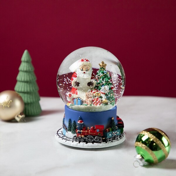 Christmas Train Around Santa Delivering Gifts Musical Water Globe