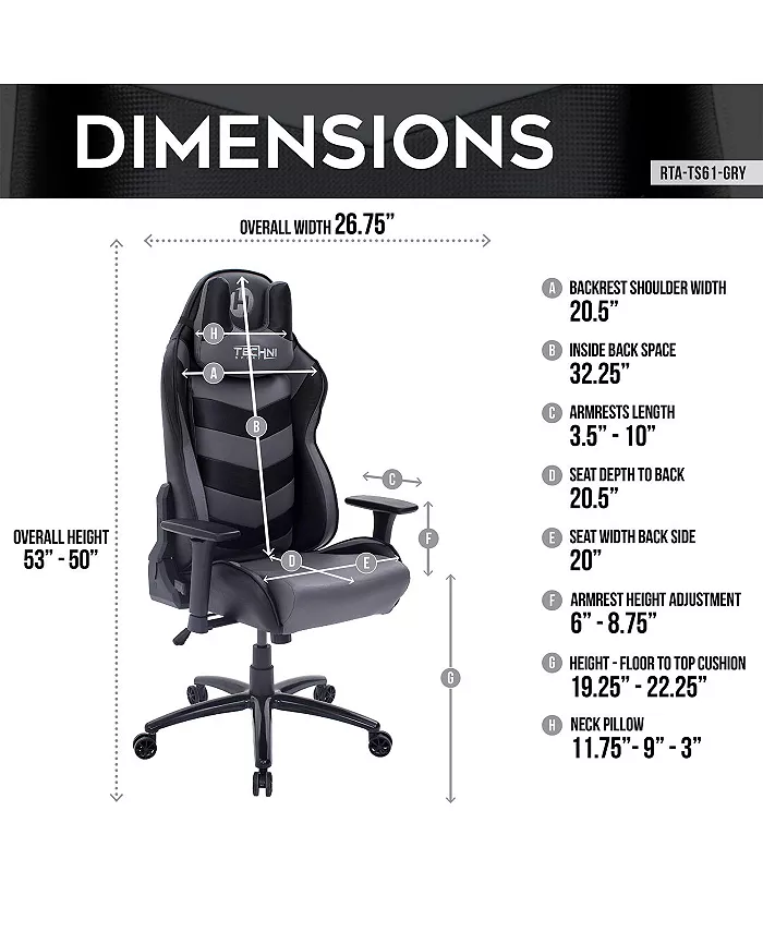 RTA Products Techni Sport TS-61 Game Chair