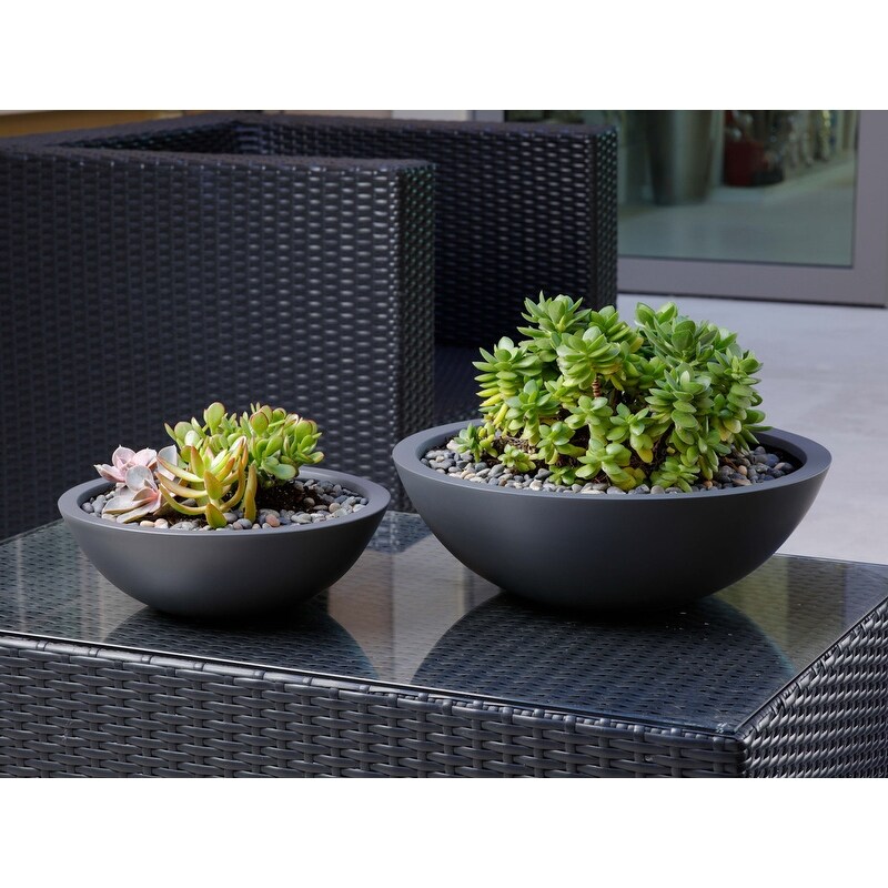 Indoor/Outdoor Large Nordic Minimalist Fiberstone Lightweight Round Planter