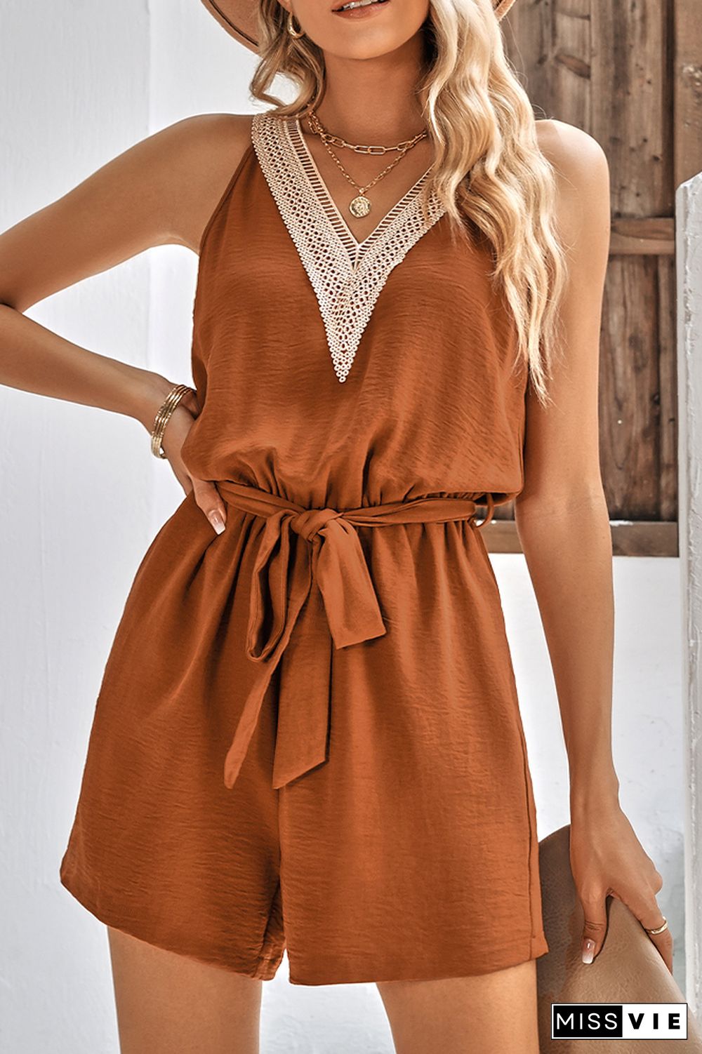 Plain Sleeveless One Piece Jumpsuit