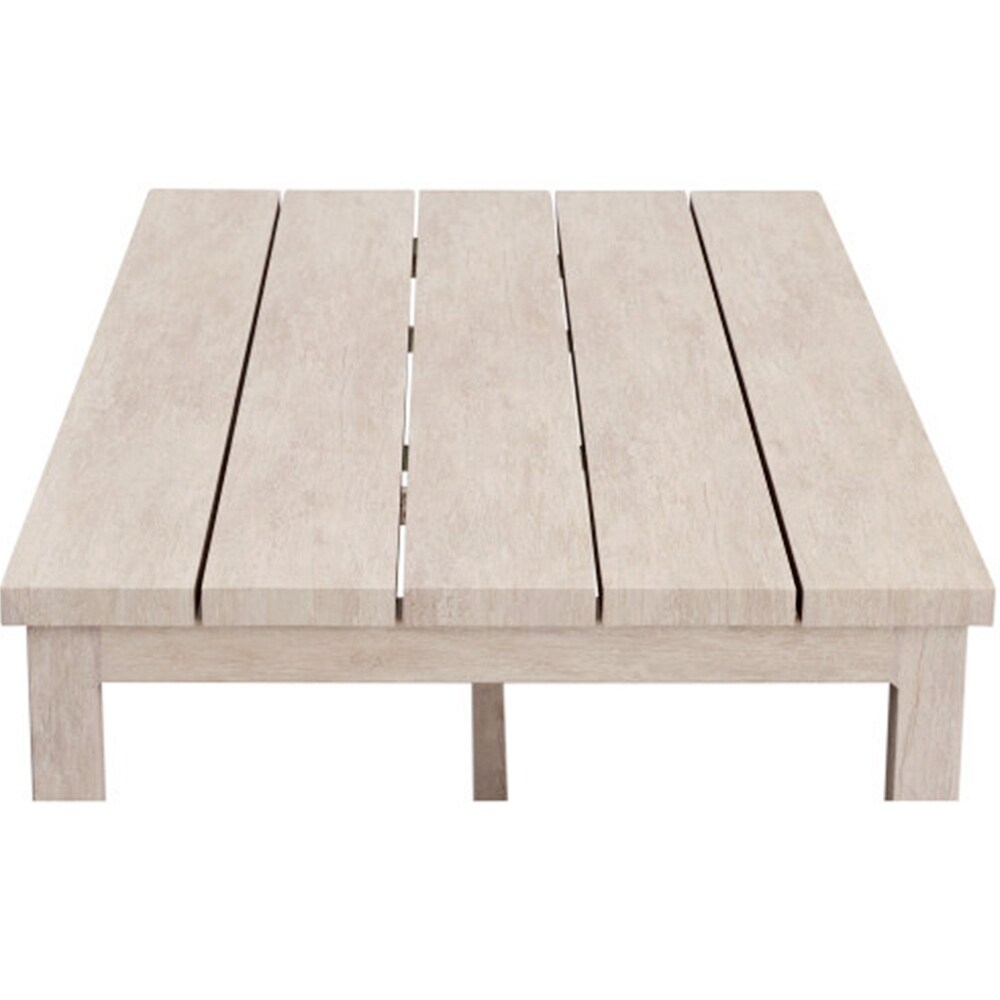 Durable Aluminum Coffee Table   Solid Construction  Whitewashed Birch Look  Dual Stretchers