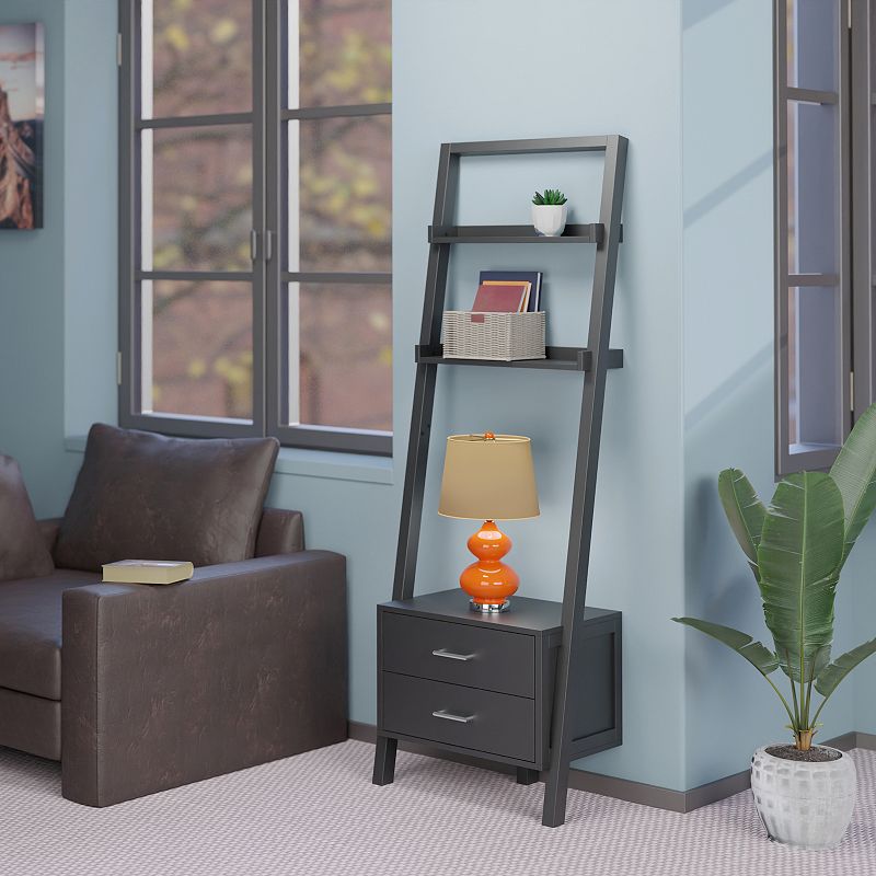 Winsome Bellamy Leaning Shelf with Storage