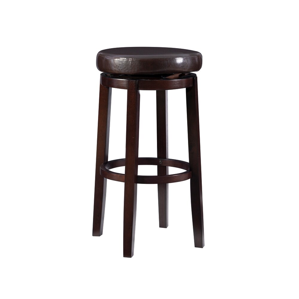 Linon Lynnly Backless Brown Faux Leather Bar Stool