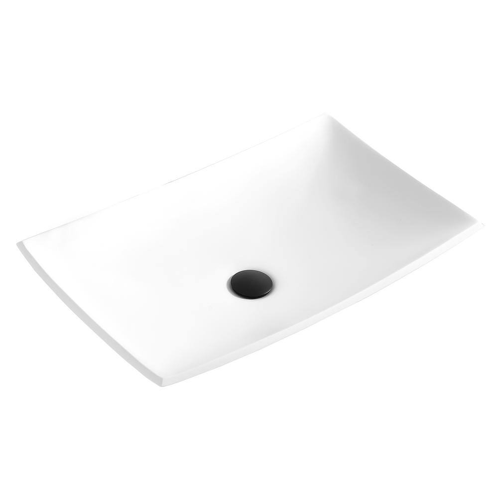 Karran Quattro 25 in. Matte White Acrylic Rectangular Vessel Sink QM170WH