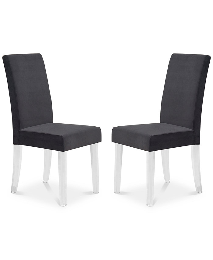 Armen Living Dalia Modern and Contemporary Dining Chair in Black Velvet with Acrylic Legs - Set of 2