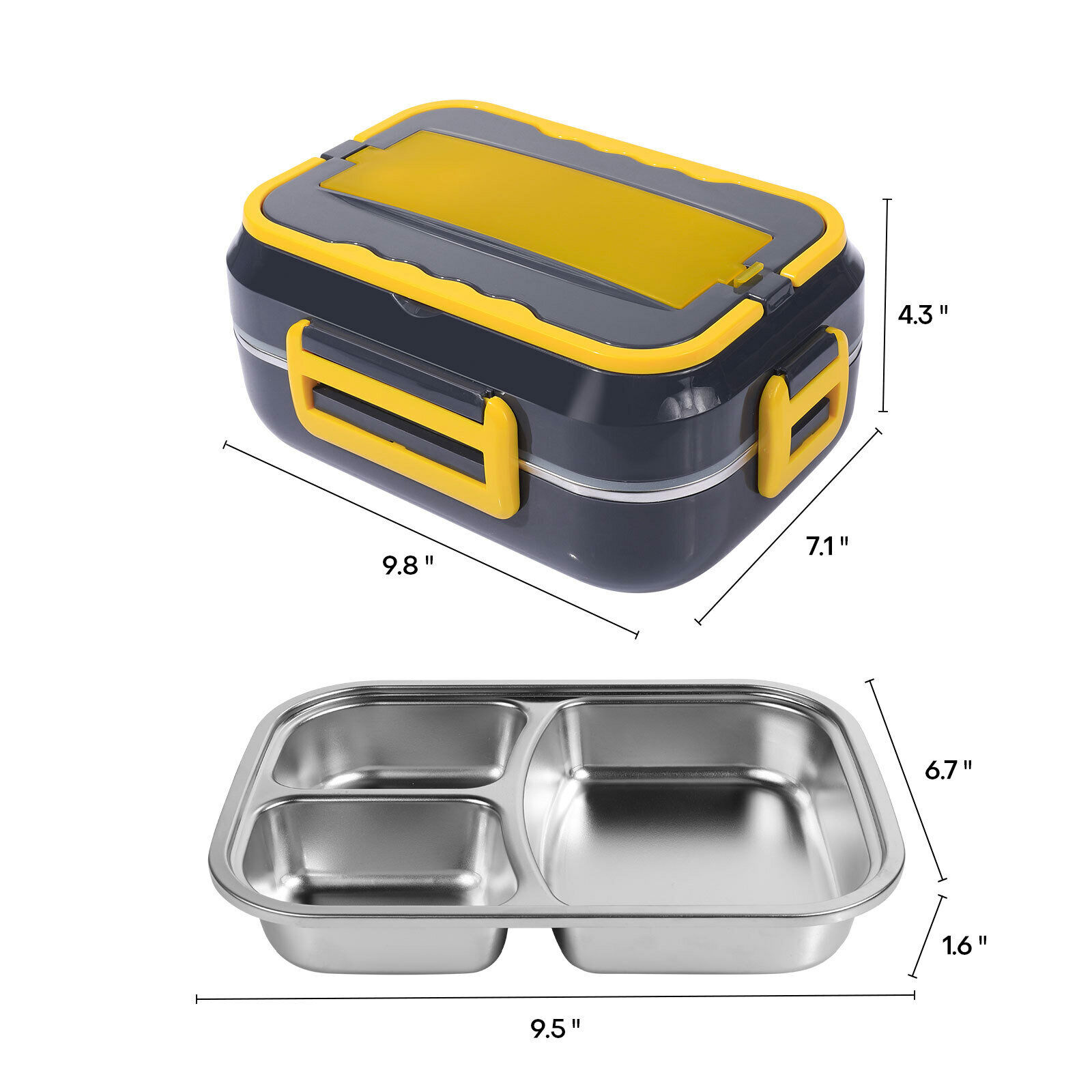 LELINTA Electric Lunch Box， Food Heater， 40W High-Power Food Warmer， 12V 24V 110V 2 in1 Portable Microwave for Car and Home， with Detachable 304 Stainless Steel Container