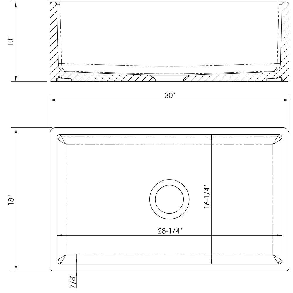 IPT Sink Company Farmhouse Apron Front Fireclay 30 in. Single Bowl Kitchen Sink in White IPTFC30PLN