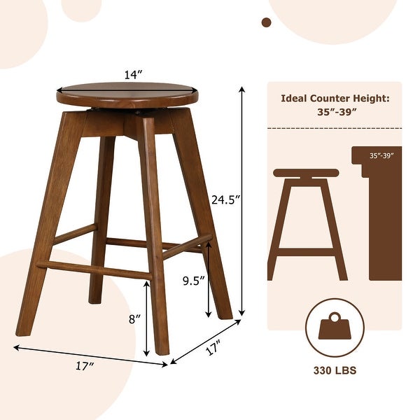 Gymax Set of 4 Swivel Round Bar Stools Counter Height Dining Chairs w/