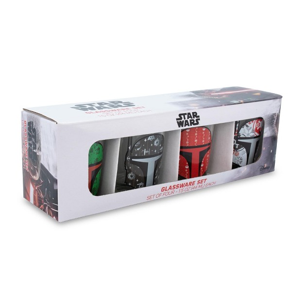 Silver Buffalo Star Wars Holiday Boba Fett 2 5 ounce Mini Shot Glasses Set Of 4