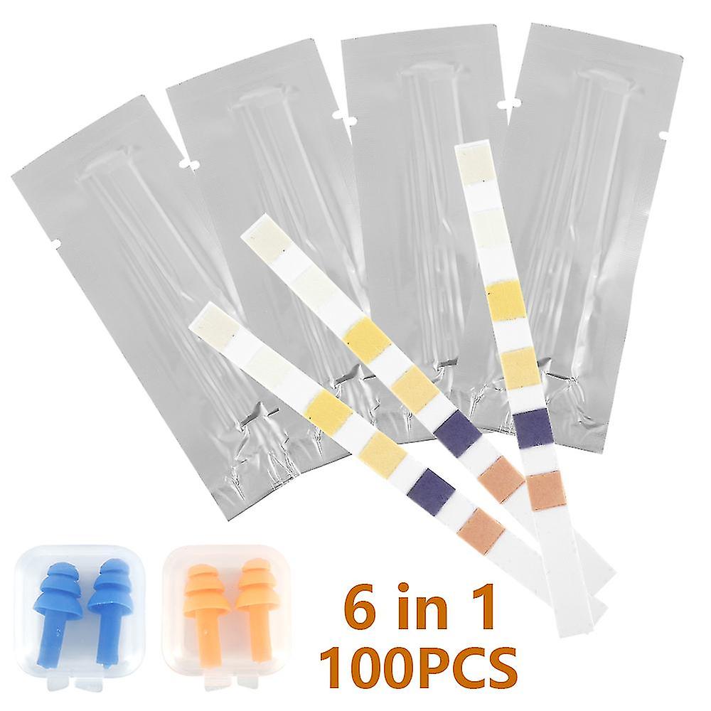 Chlorine Dip Test Strips，50 Pcs 6 In 1 Swimming Pool Water Chlorine Dip Ph Test Strips Paper Hot Tub Chemicals Tester