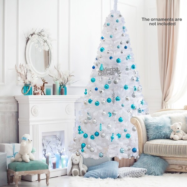 Premium 8Foot White PVC Artificial Christmas Tree with Sturdy Stand for Festive Decor