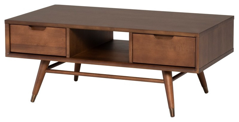 Damiano Coffee Table Walnut   Midcentury   Coffee Tables   by Rustic Home Furniture Deco  Houzz