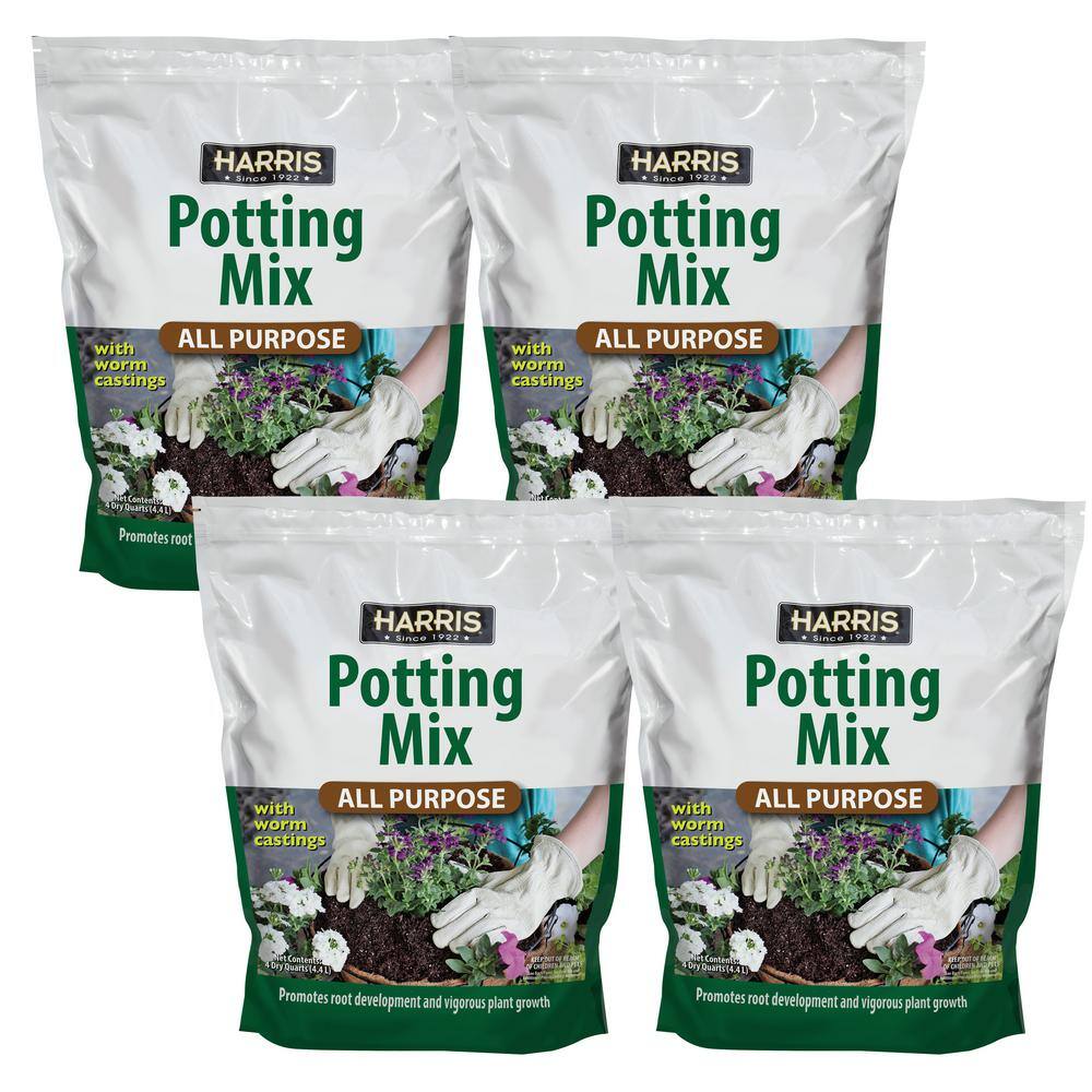 Harris 4 Qt. All Purpose Potting Soil Mix with Worm Castings (4-Pack) 4SOIL-4