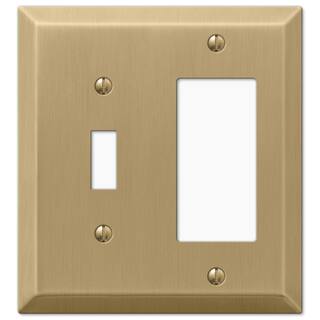 AMERELLE Metallic 2 Gang 1-Toggle and 1-Rocker Steel Wall Plate - Brushed Bronze 163TRBZ