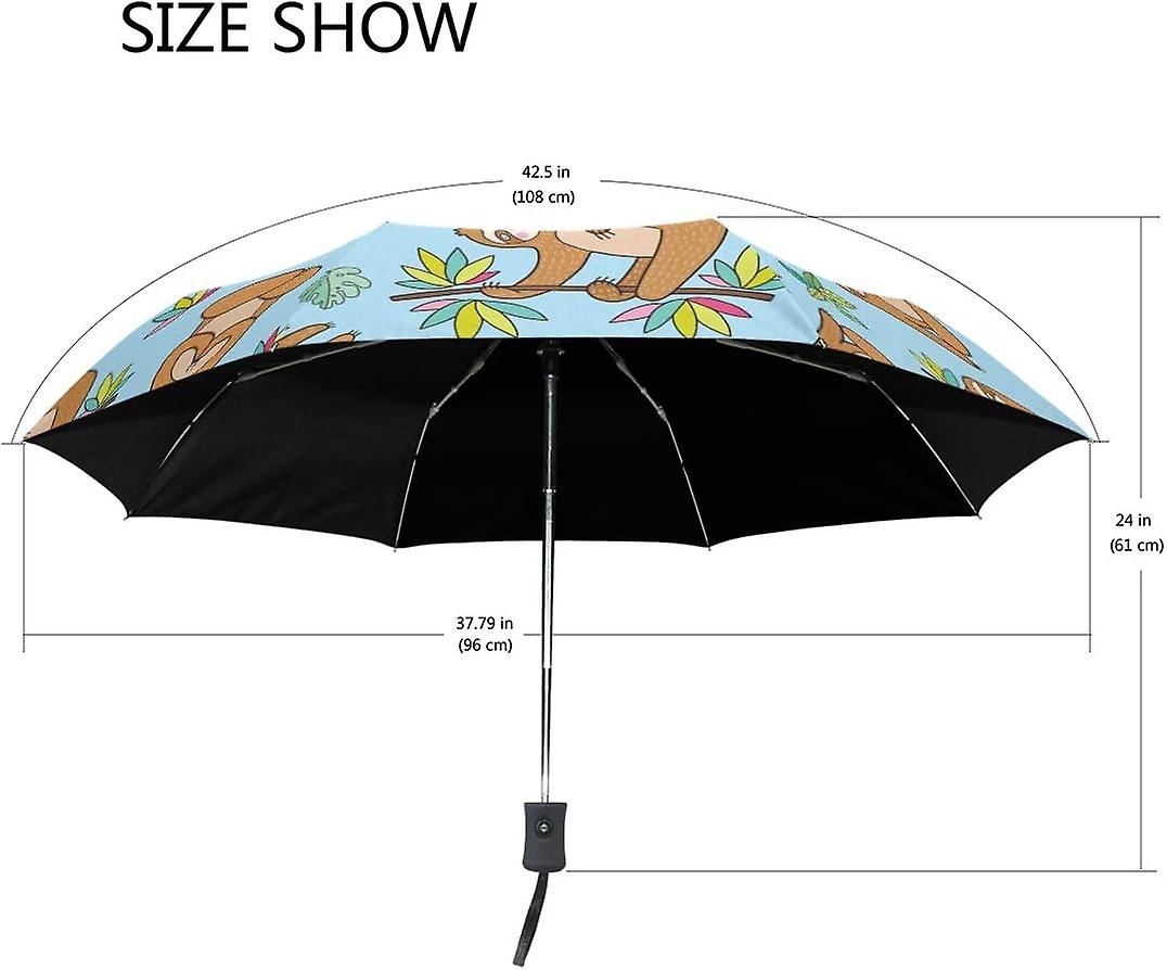 Travel Umbrella Automatic Windproof Foldable Umbrella Lovely Playing Sloths