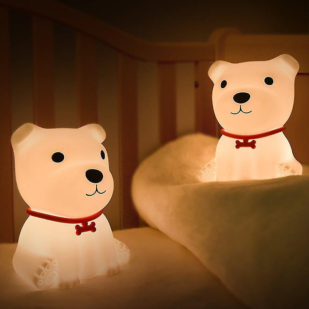 Dog Night Light Kids Kawaii Silicone Night Light Baby 7 Dimming Touch Nursing Light With Usb Chargin