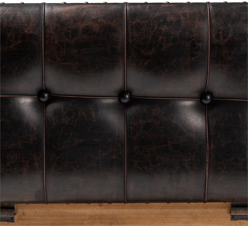 Baxton Studio Marelli Faux Leather and Wood Storage Ottoman in Brown Set of 2   Rustic   Footstools And Ottomans   by Ezmod Furniture  Houzz