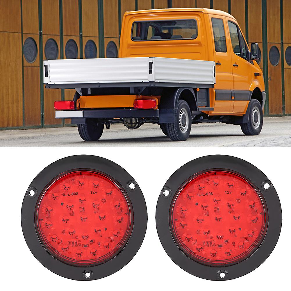 2pcs 24leds 4in Waterproof  Plastic Side Marker Round Lamp Trailer Truck Tail Light