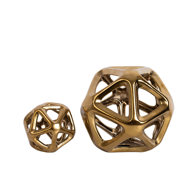 Golden Geometric Ceramic Ball Decoration-A Fa-D2117A