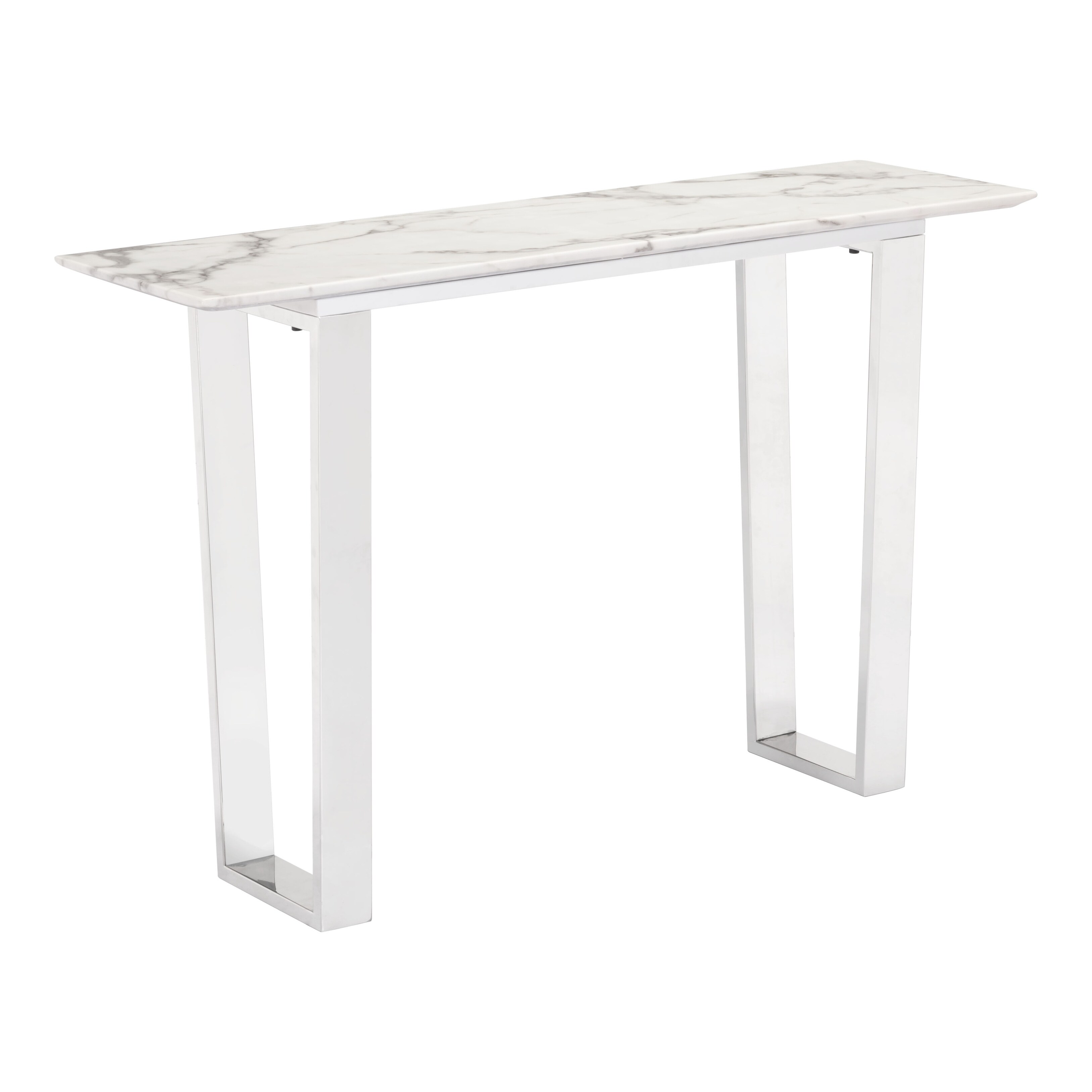 Ben Air Console Table White and Silver - N/A