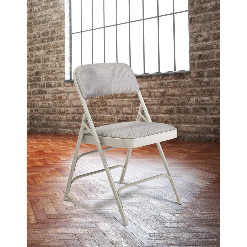 National Public Seating Grey Fabric Padded Seat Stackable Folding Chair (Set of 4) 2302