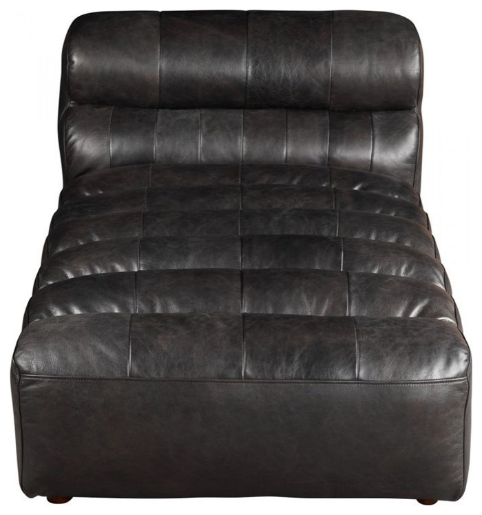 Ramsay Leather Chaise Antique Black   Contemporary   Indoor Chaise Lounge Chairs   by Homesquare  Houzz