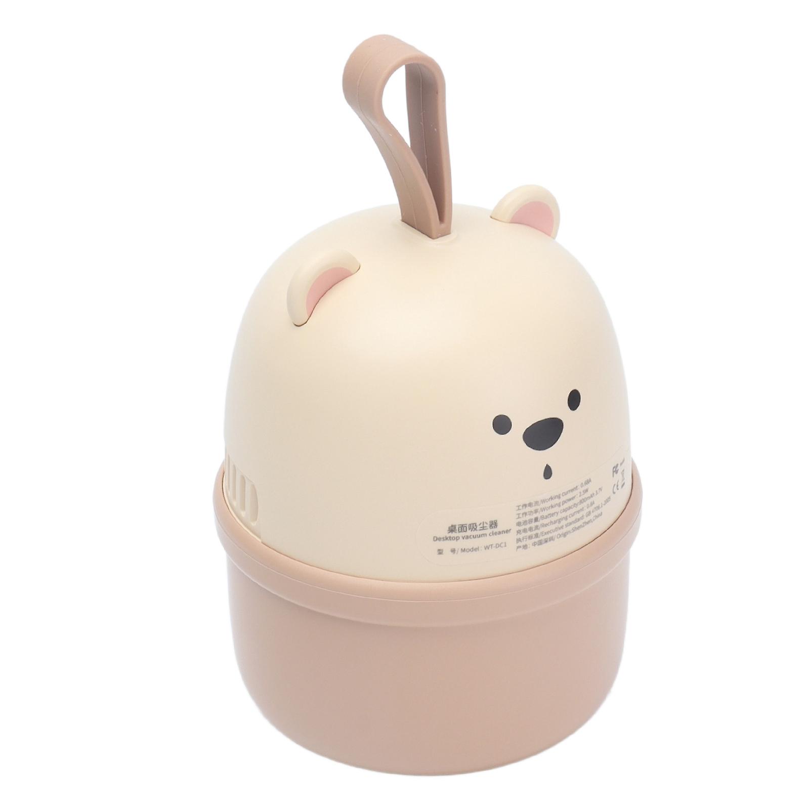 Mini Desktop Dust Collector USB Charging Mini Portable Bear Kids Desktop Keyboard Vacuum CleanerBeige