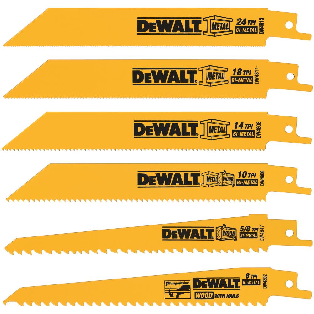 DW 6-pc Reciprocating Blade Set DW4856 from DW