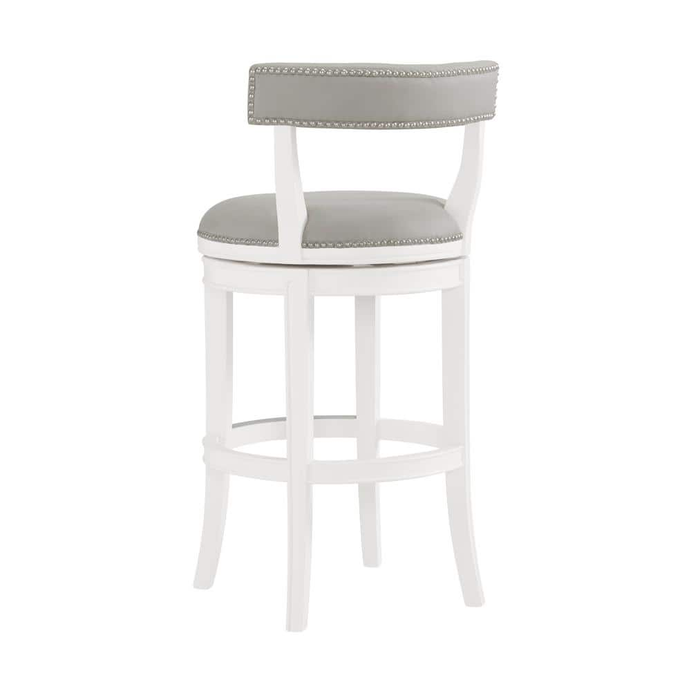 Alaterre Furniture Hanover White and Gray Swivel Bar Height Stool (2-Pack) with Cushioned Seat ANHN02PDCR2