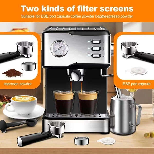 20 Bar Pump Espresso Machine with Pressure Gauge and Milk Frother