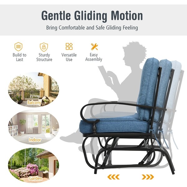 Costway 2Person Outdoor Swing Glider Chair Bench Loveseat Cushioned