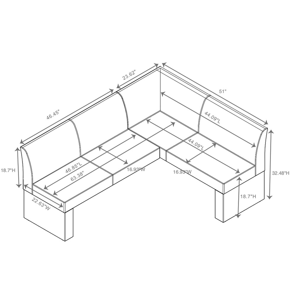 Somette Liberty Fully Upholstered Nook Dining Bench