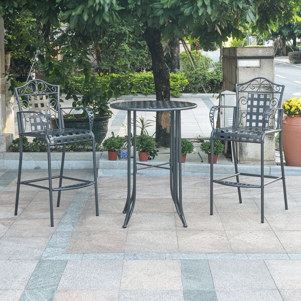 Mandalay 3Piece Outdoor Iron Bar Bistro Set (Set of 3)