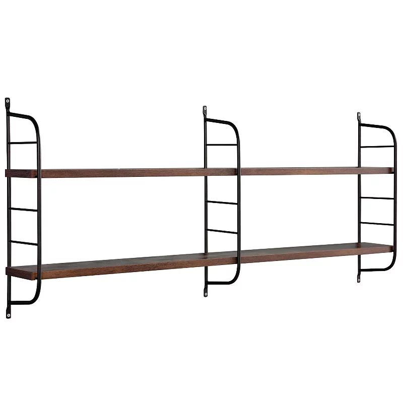 FC Design Mounted Two Tier Wall Shelf with 2 Adjustale Shelves