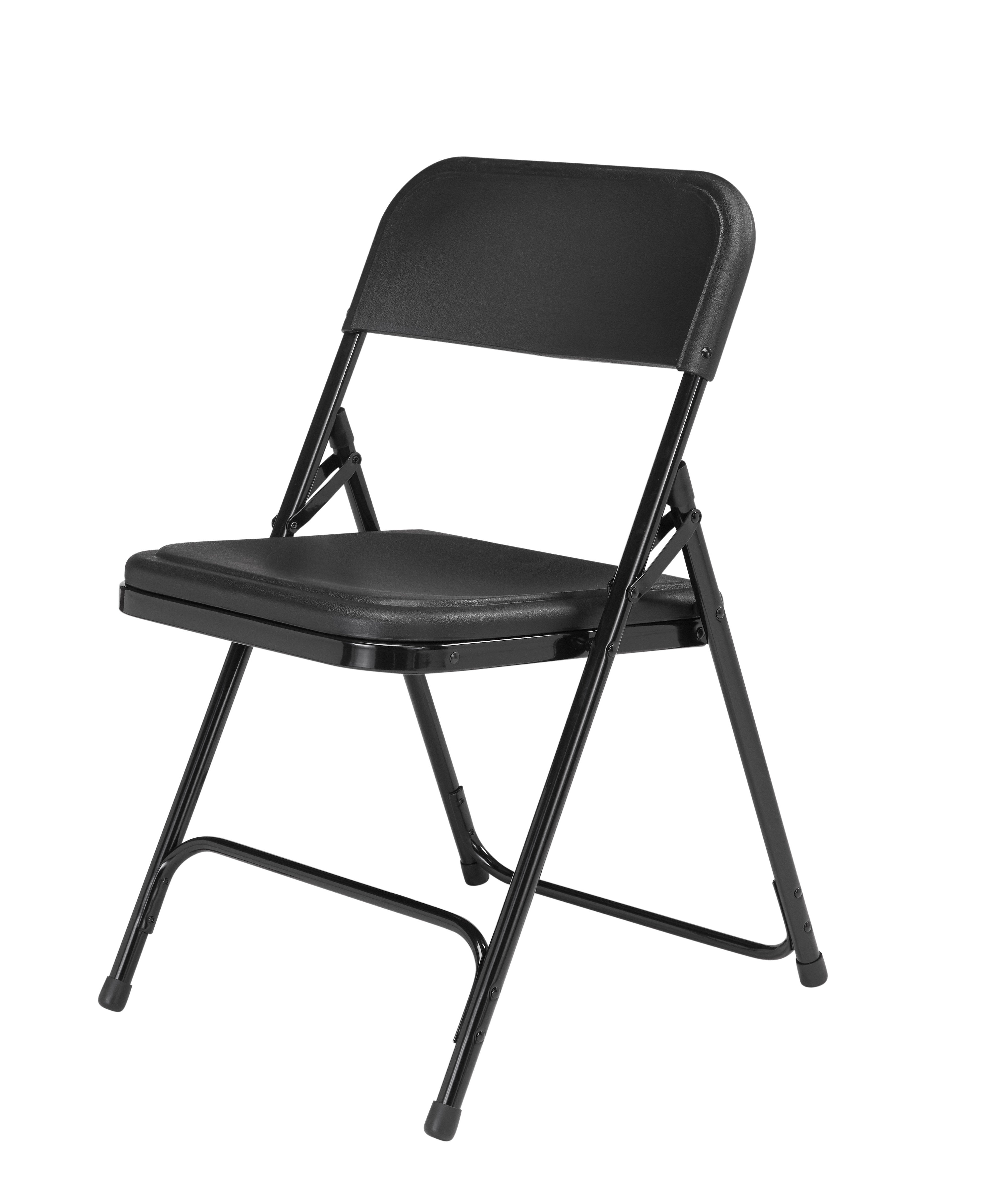 National Public Seating Plastic Folding Chairs (4 Pack), Black