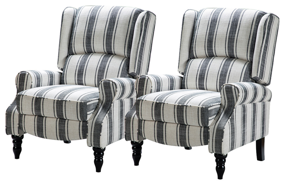 Modern Manual Wingback Recliner Set of 2   Farmhouse   Recliner Chairs   by Karat Home  Houzz