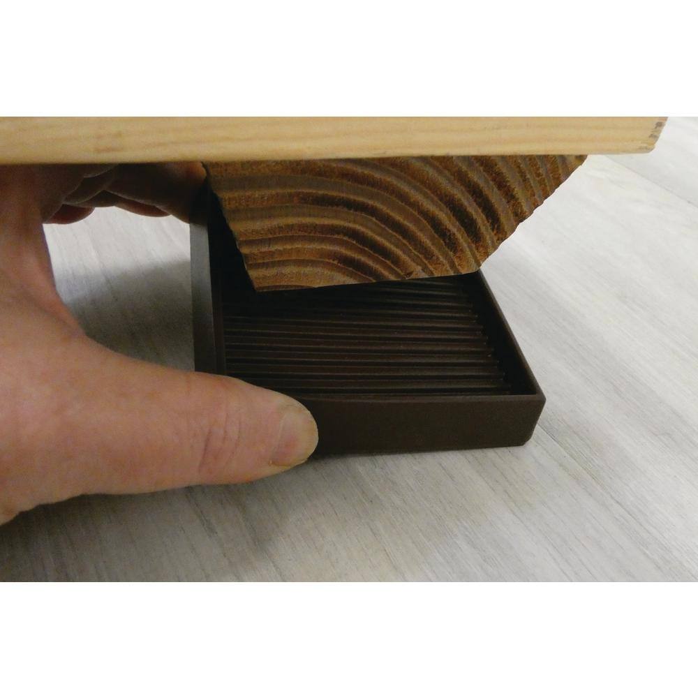 Everbilt 3 in. Brown Square Smooth Rubber Floor Protector Furniture Cups for Carpet  Hard Floors (2-Pack) 49078