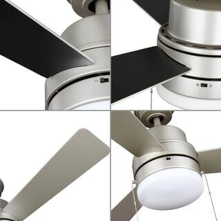 Progress Lighting Trevina V 52 in. LED Indoor Painted Nickel ENERGY STAR Modern Ceiling Fan with Light Kit and White Opal Shade P250076-152-WB