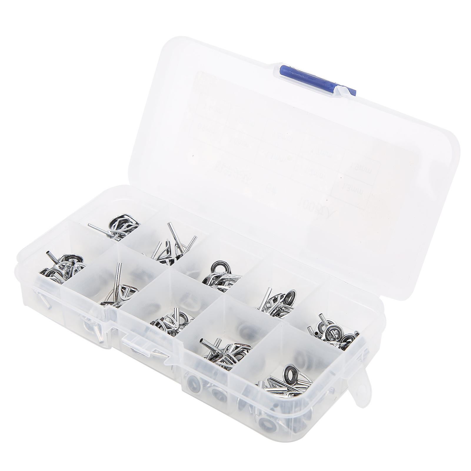 100pcs Fishing Rod Guide Ring Set Ceramic Guide Eye Sets Boxed Fishing Rod Accessories